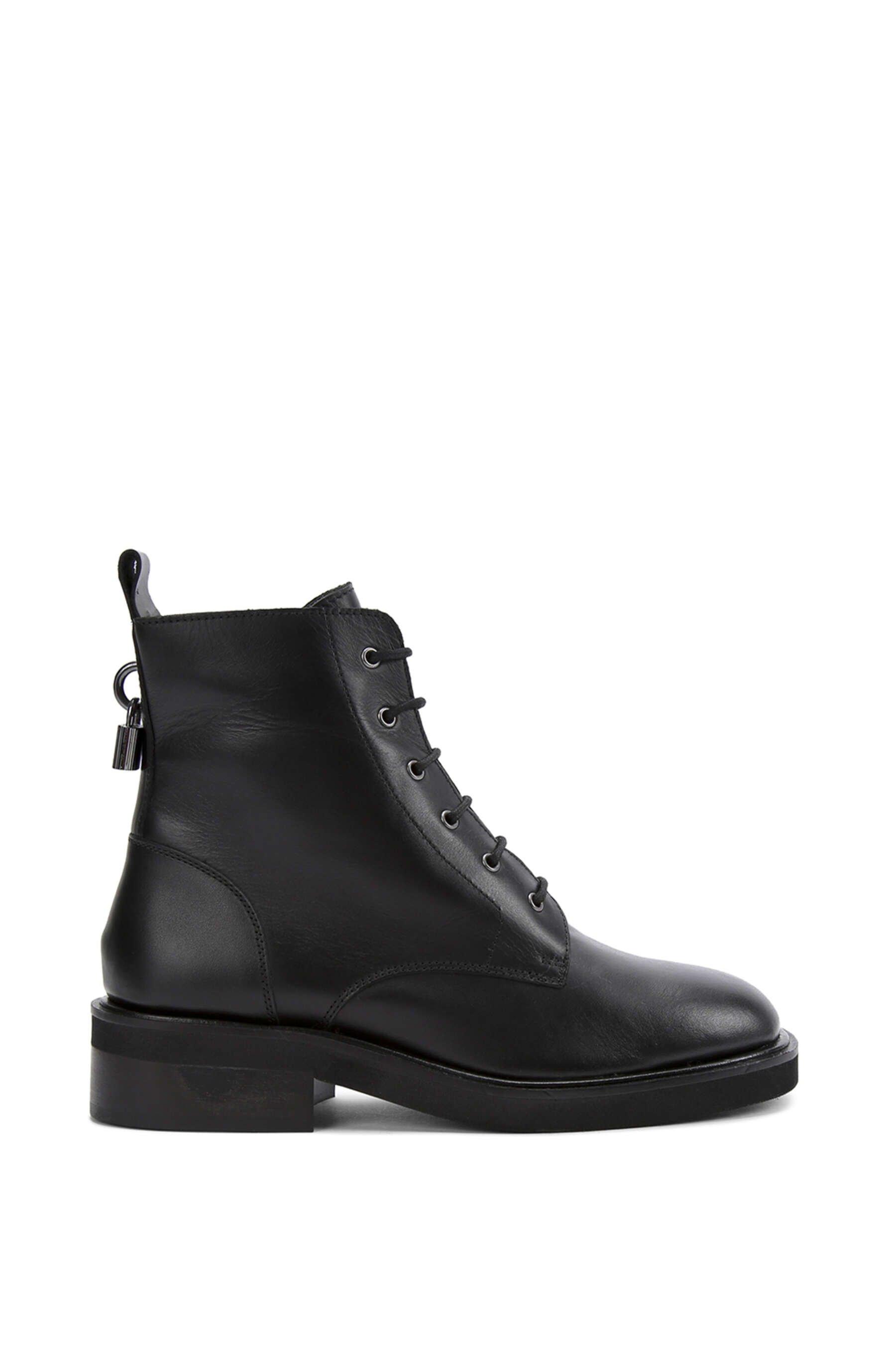 'lock lace up' leather boots