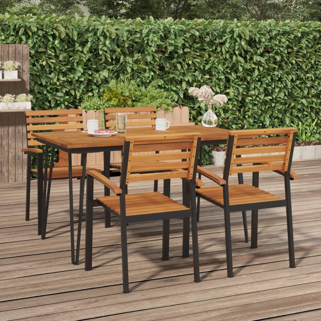 Garden Table with Hairpin Legs 140x80x75 cm Solid Wood Acacia