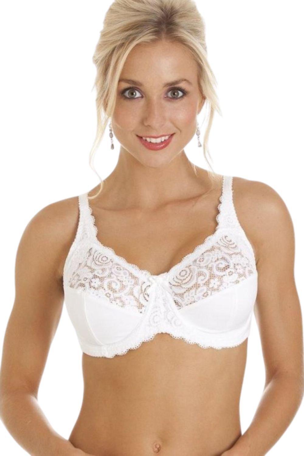 Camille Womens White Non Wired Floral Lace Bra