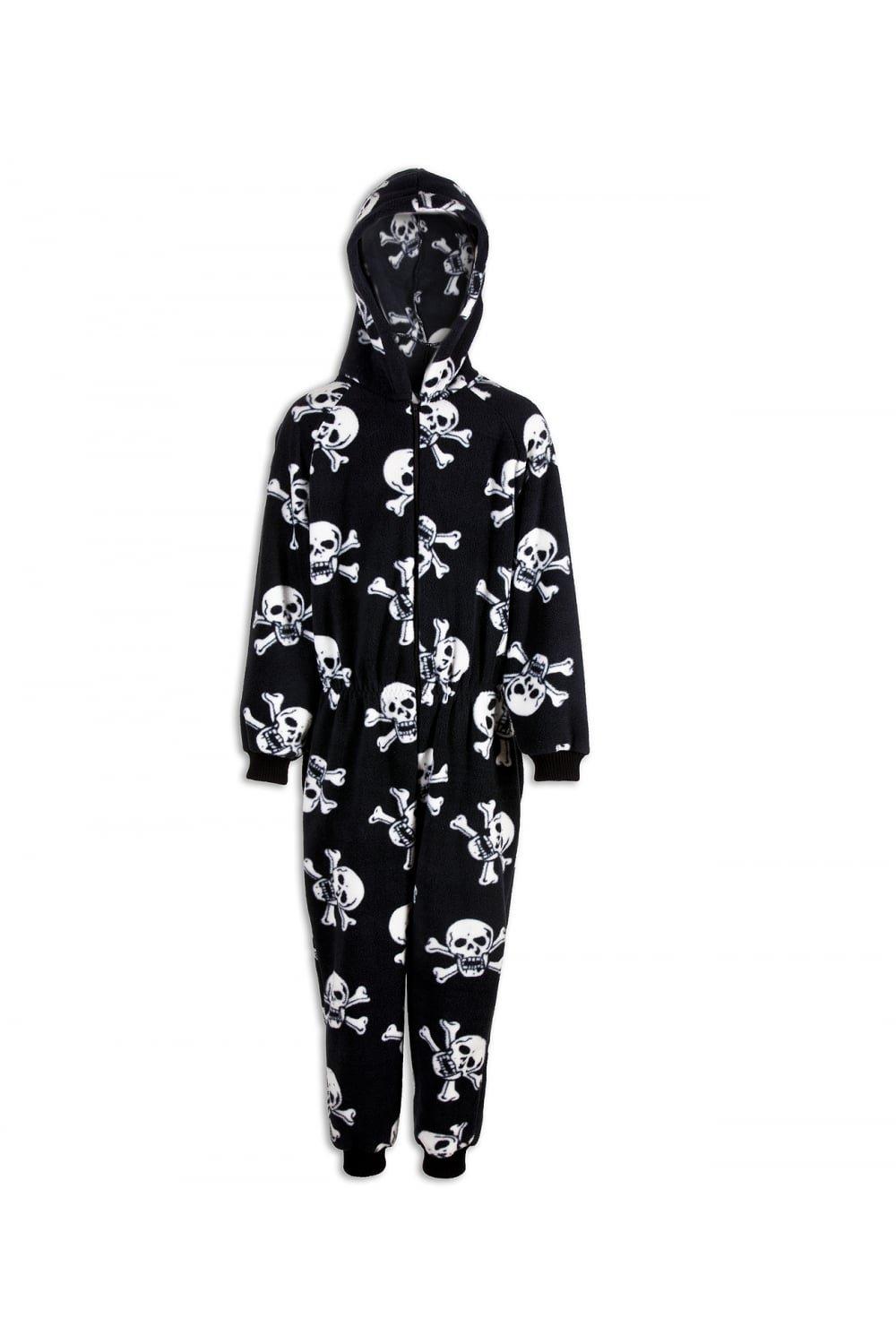 Supersoft Skull Print Hooded All In One Onesie