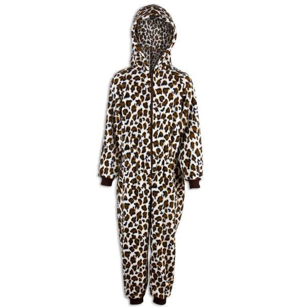 Supersoft Snow Leopard Print Hooded All In One Onesie