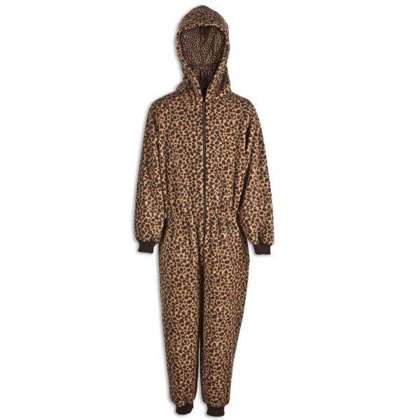 Supersoft Leopard Print Hooded All In One Onesie