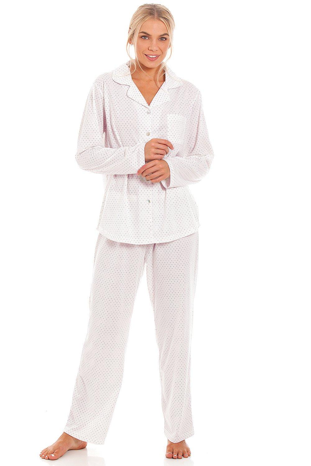 Long Sleeve Pin Dot Button Front Pyjama Set