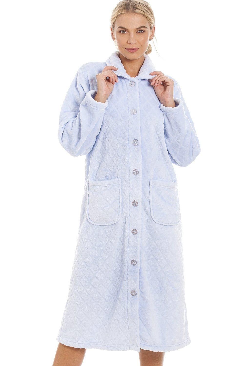 Classic Supersoft Diamond Print Button Up Housecoat