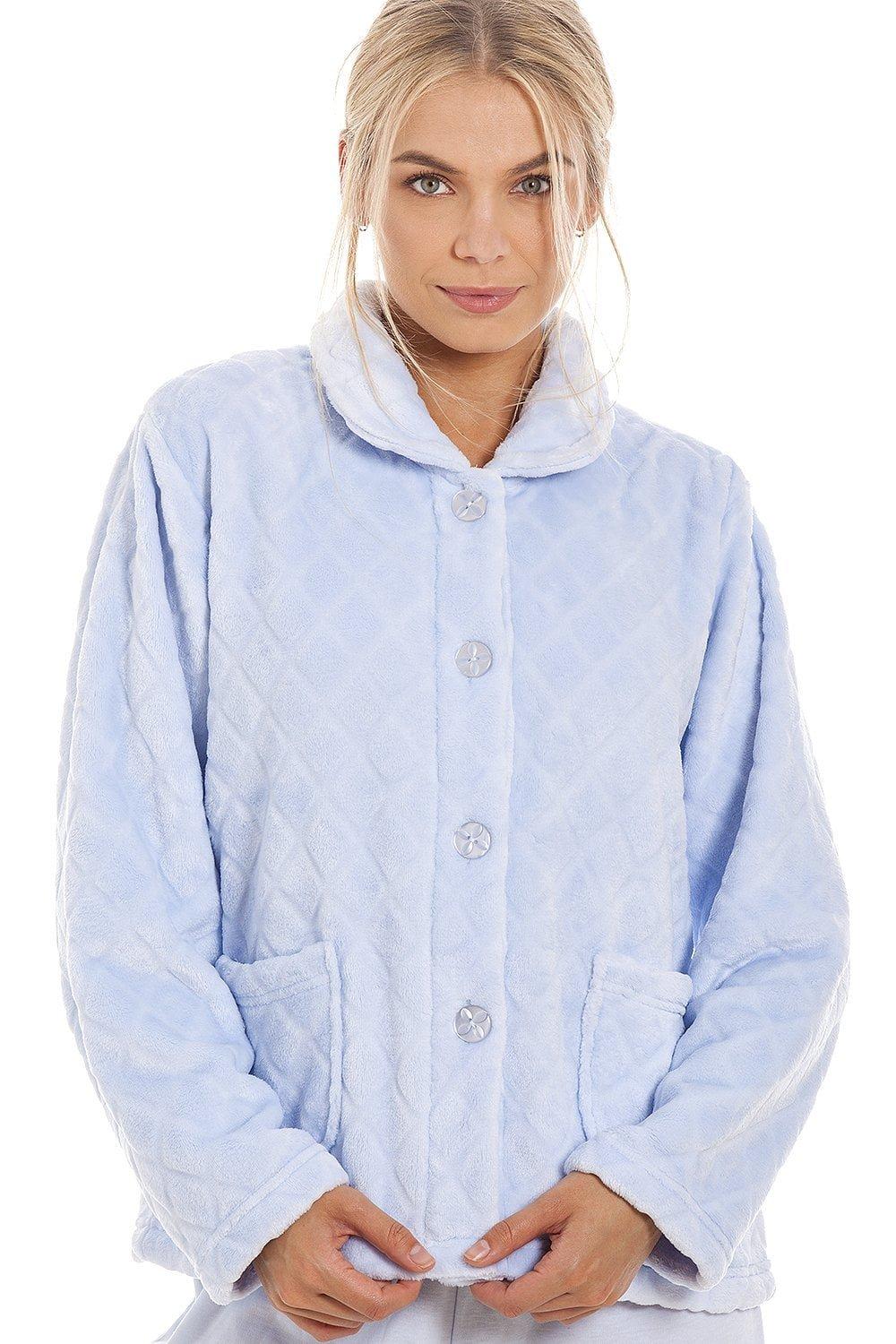 Classic Supersoft Diamond Print Button Up Bed Jacket