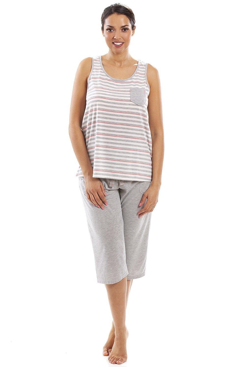 Lightweight Striped Capri Bottom Pyjama Set