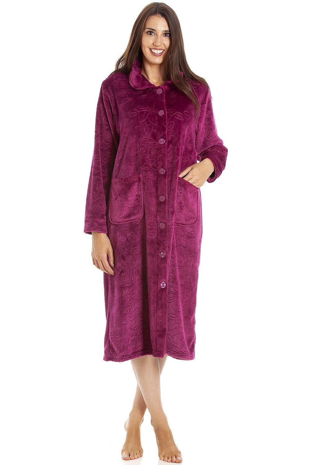 Supersoft Classic Rose Embossed Button Up Housecoat