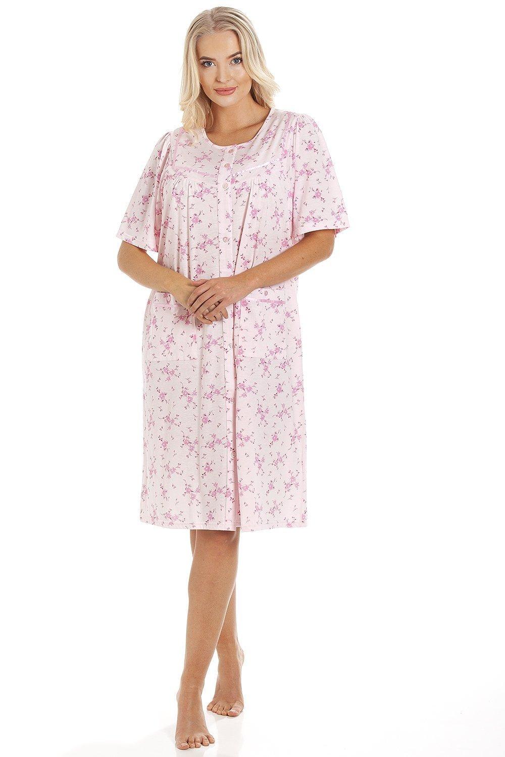 Short Sleeve Button Up Floral Nightdress