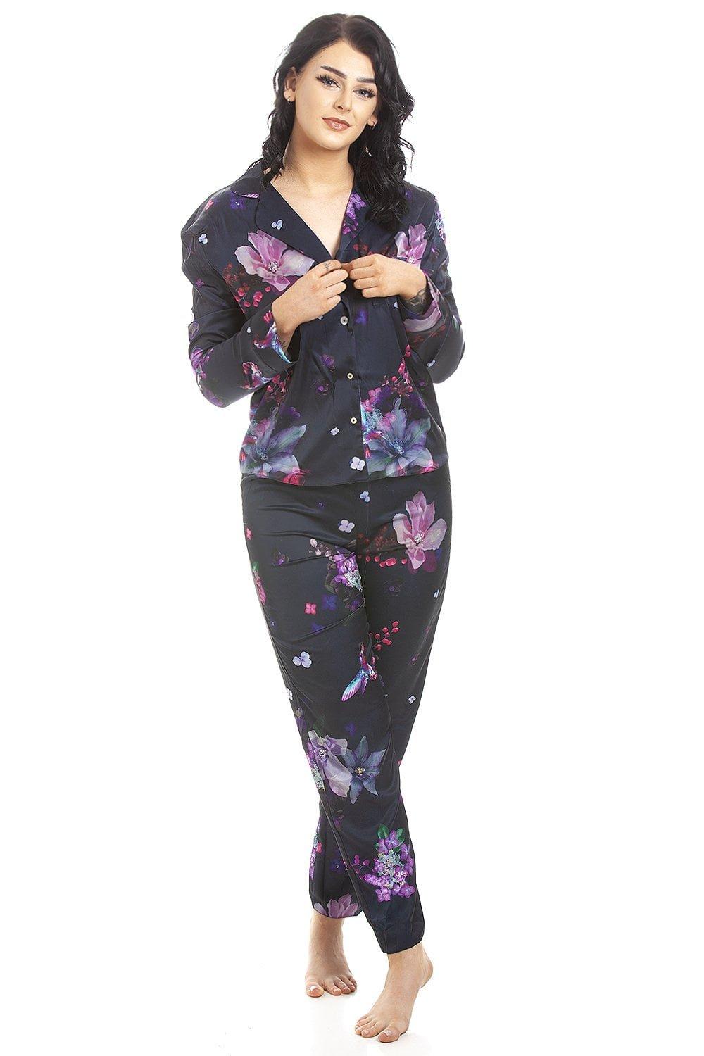 Long Sleeve Floral Satin Pyjama Set