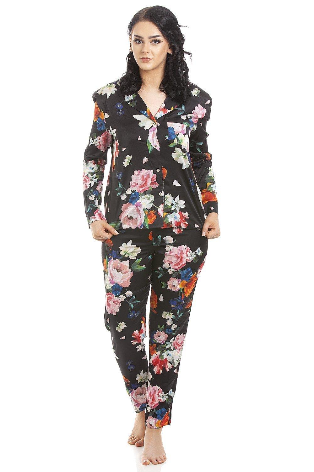 Long Sleeve Floral Satin Pyjama Set