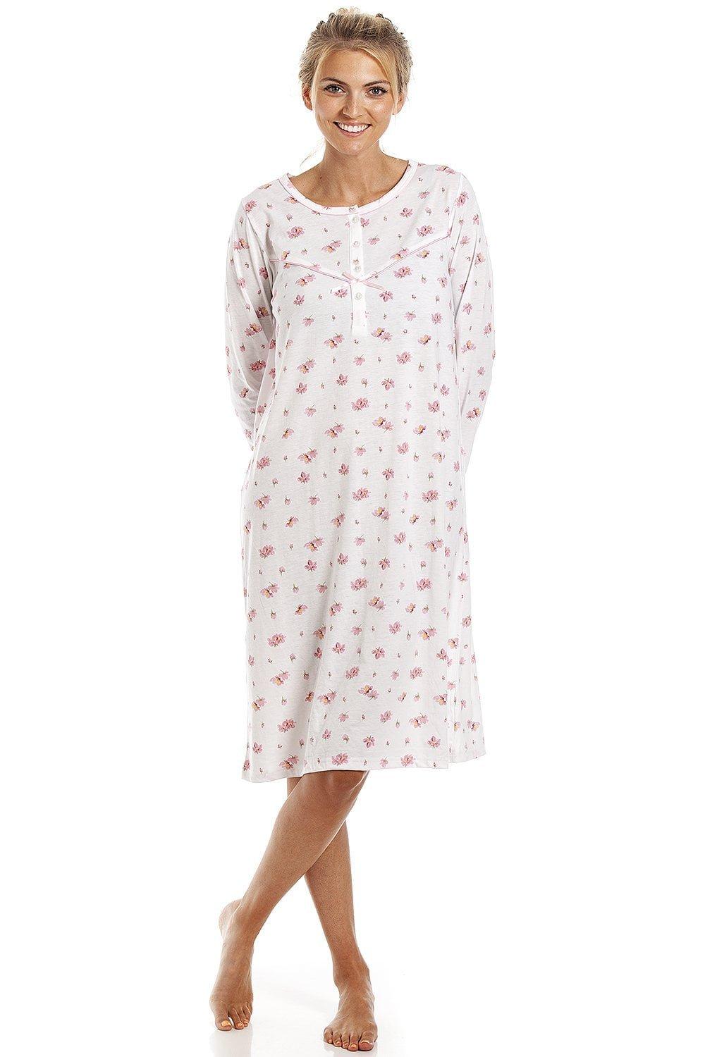 Button Up Long Sleeve Floral Nightdress