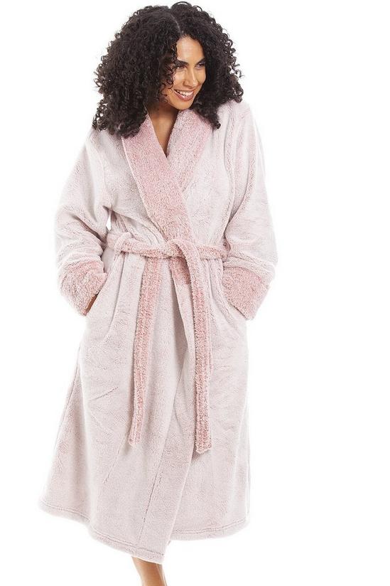 Camille Deep Pile Fluffy Bathrobe With Reverse Collar and Cuffs 1