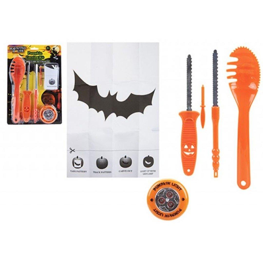 Halloween Luxury Pumpkin Carving Set with Light And Stencils