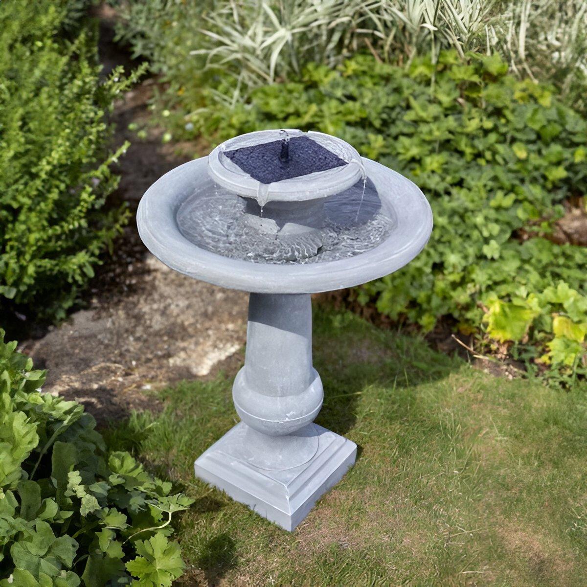 Solar Powered Fountain Bird Bath Garden Outdoor Water Feature H70cm