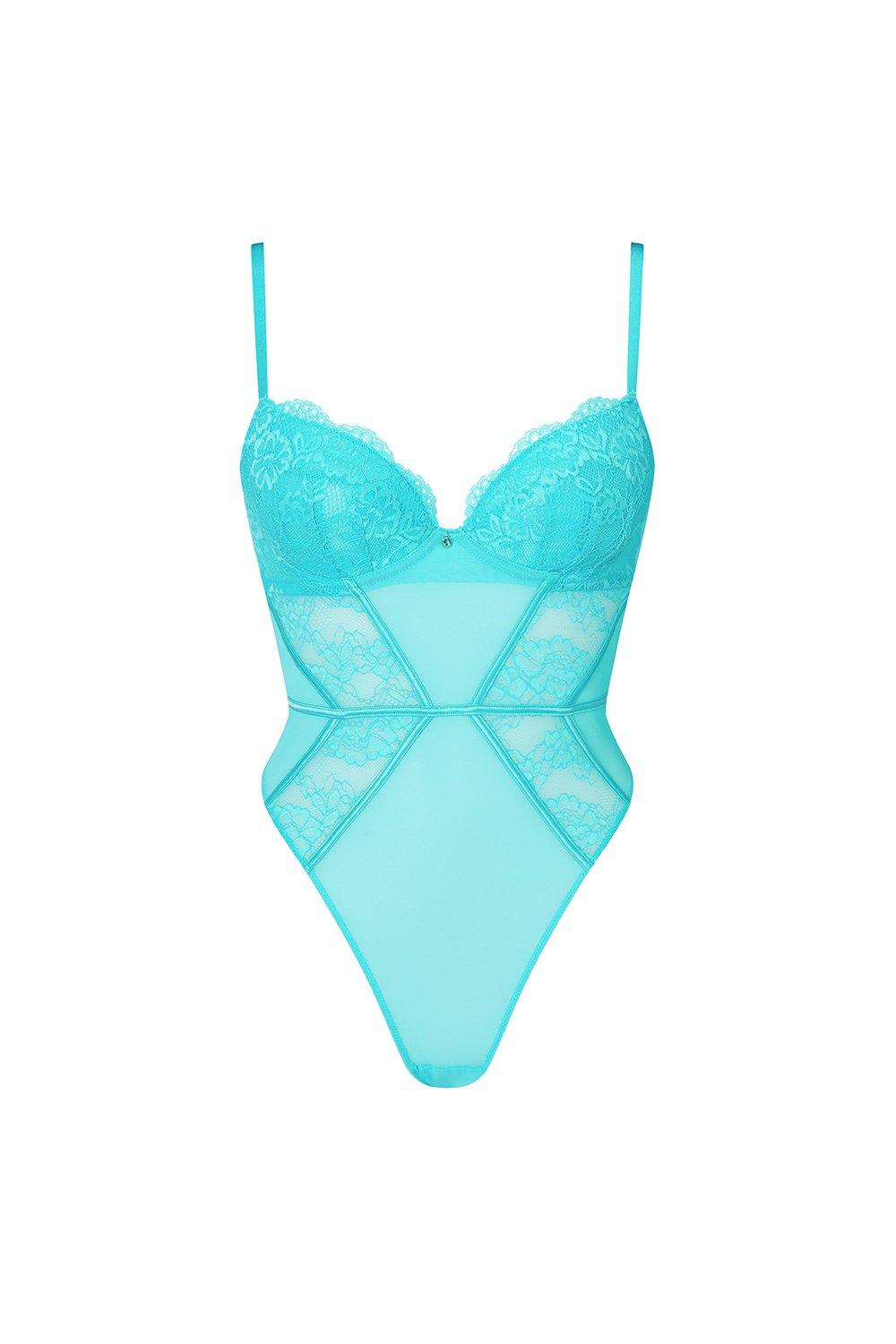 Ann Summers Hold Me Tight Underwire Lace Bodysuit In Teal-Green