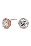 Simply Silver 14Ct Rose Gold Plated Sterling Silver With Cubic Zirconia Halo Stud Earrings thumbnail 1