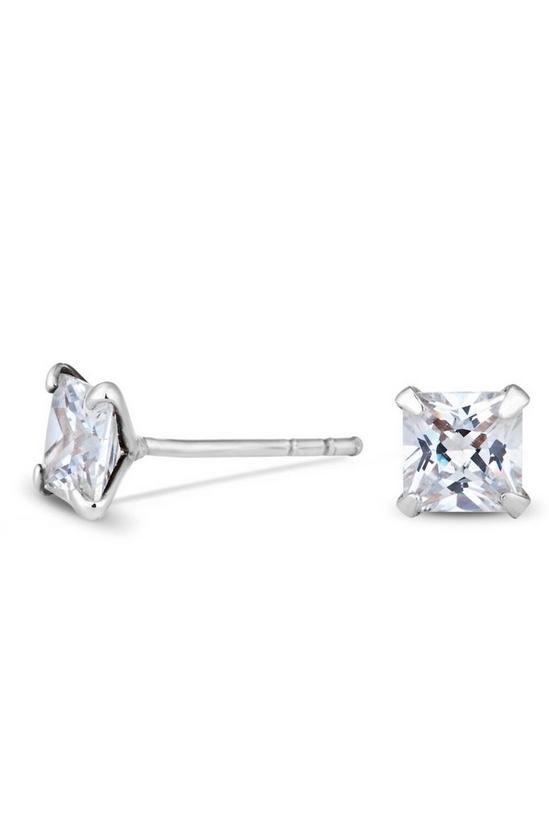 Simply Silver Sterling Silver 925 With Cubic Zirconia 5Mm Princess Cut Stud Earrings 1