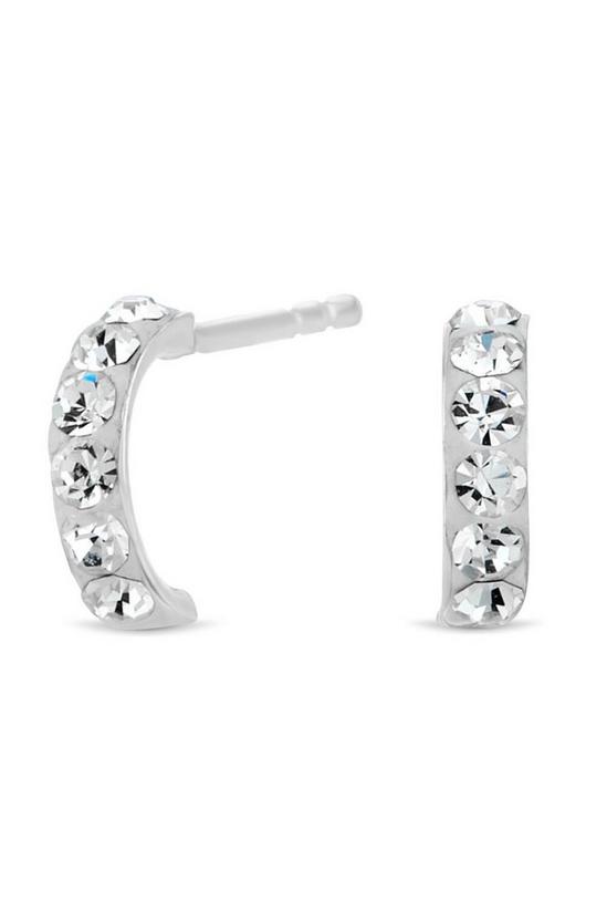 Simply Silver Sterling Silver 925 With Cubic Zirconia Pave Half Hoop Earrings 1