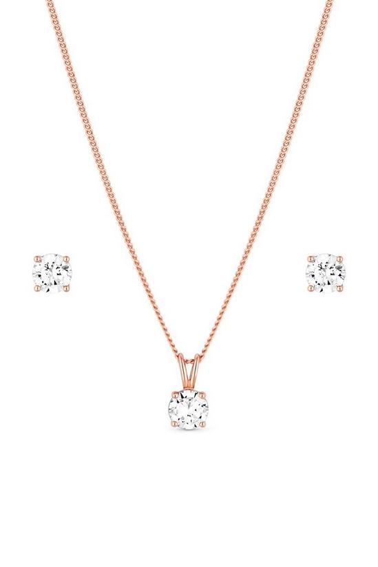 Simply Silver Sterling Silver 925 14ct Rose Gold Plated Cubic Zirconia Jewellery Set - Gift Boxed 2