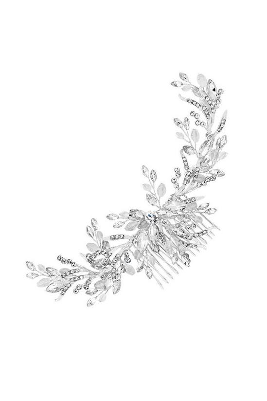 Jon Richard Penelope Occasion Crystal Beaded Sprig Leaf Wreath Comb - Gift Pouch 1