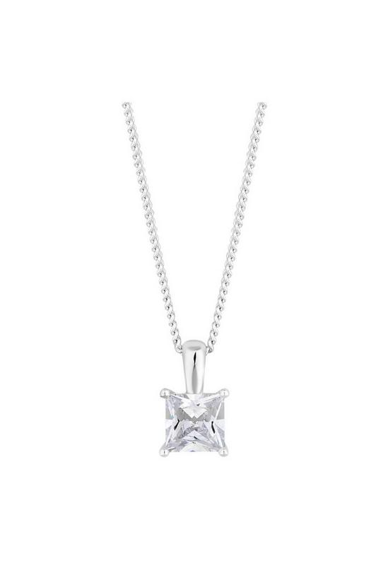 Simply Silver Sterling Silver 925 Princess Cut Pendant Necklace 1