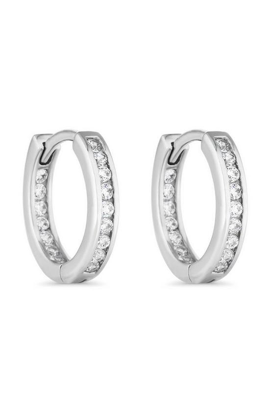 Simply Silver Sterling Silver 925 with Cubic Zirconia Channel Set Hoop Earrings 1