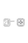 Simply Silver Sterling Silver 925 with Cubic Zirconia Square Halo Stud Earrings thumbnail 1