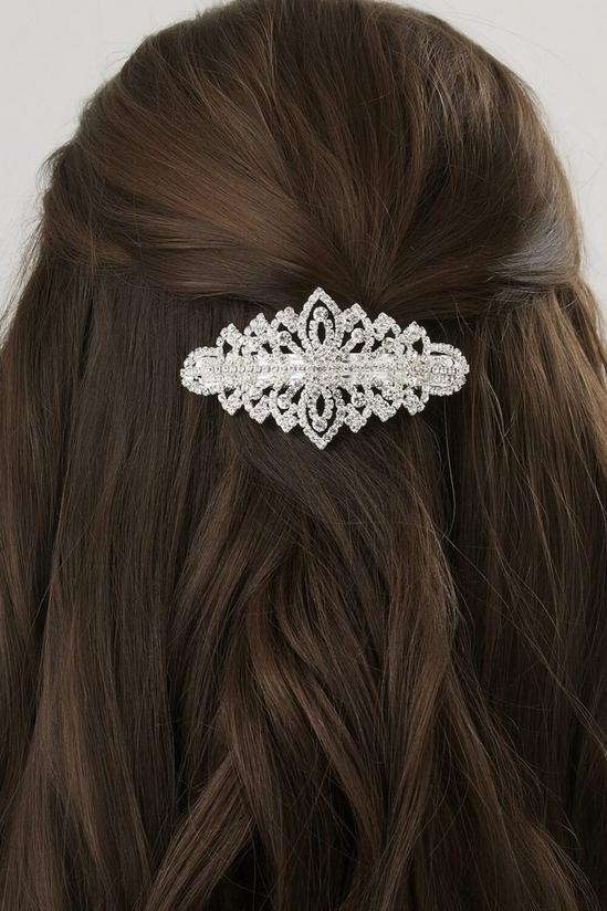 Mood Silver Ornate Crystal Hair Clip 2