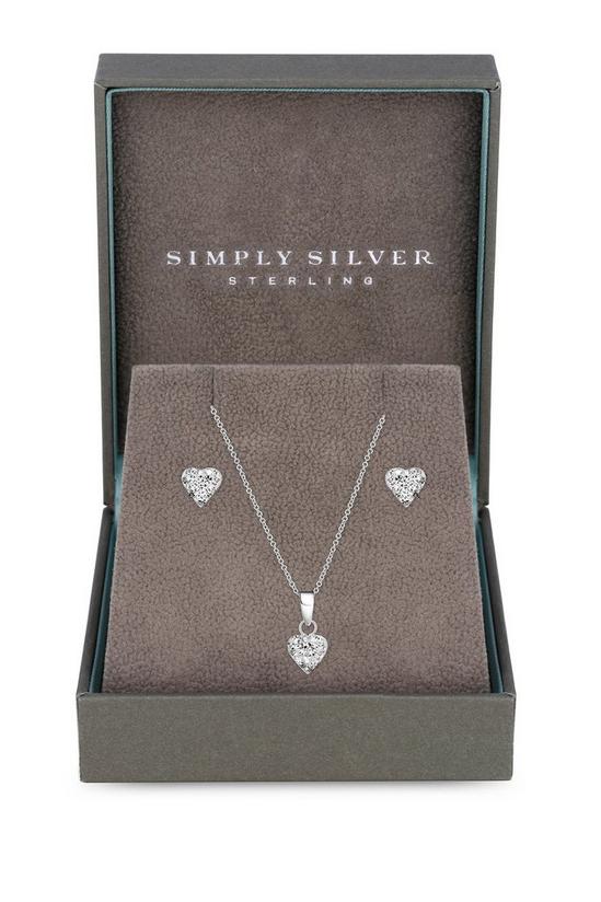 Simply Silver Sterling Silver 925 Cubic Zirconia Pave Heart Jewellery Set - Gift Boxed 1