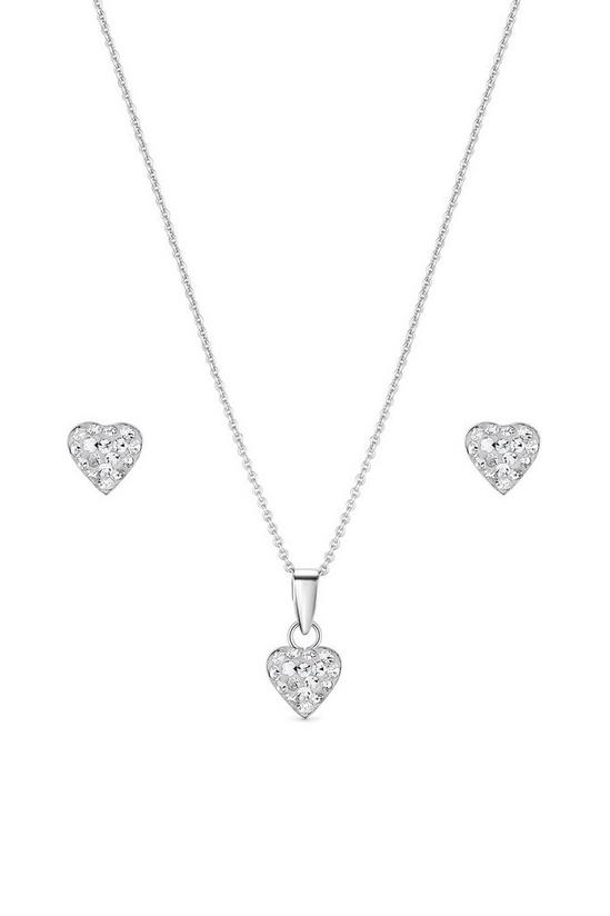 Simply Silver Sterling Silver 925 Cubic Zirconia Pave Heart Jewellery Set - Gift Boxed 2