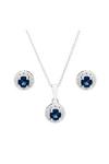 Simply Silver Gift Packed Sterling Silver 925 Blue Halo Jewellery Set thumbnail 1