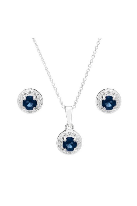 Simply Silver Gift Packed Sterling Silver 925 Blue Halo Jewellery Set 1