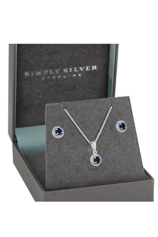 Simply Silver Gift Packed Sterling Silver 925 Blue Halo Jewellery Set 2