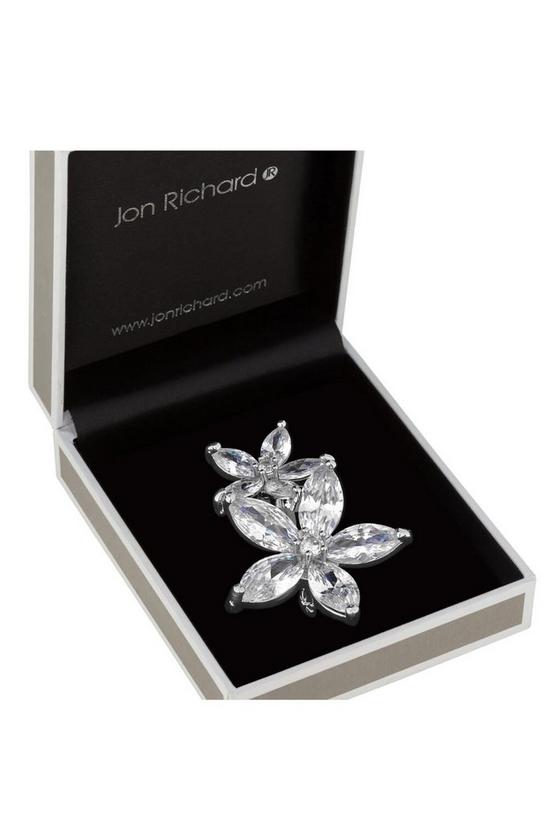 Jon Richard Gift Packaged Silver Cubic Zirconia Floral Brooch 1