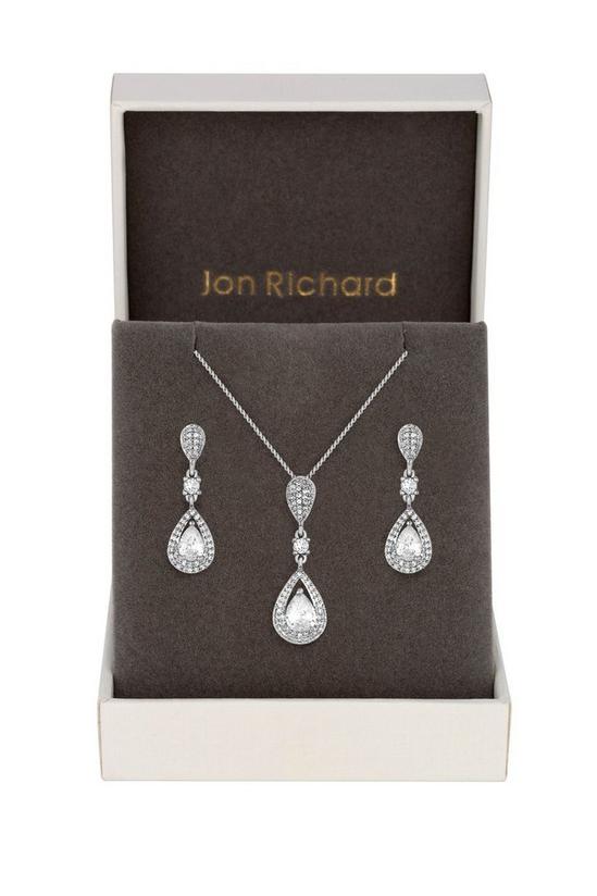 Jon Richard Gift Packaged Cubic Zirconia Pear Drop Earring And Necklace Set 1