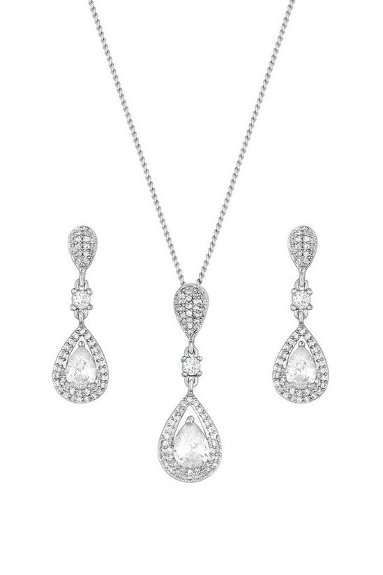 Jon Richard Gift Packaged Cubic Zirconia Pear Drop Earring And Necklace Set 2