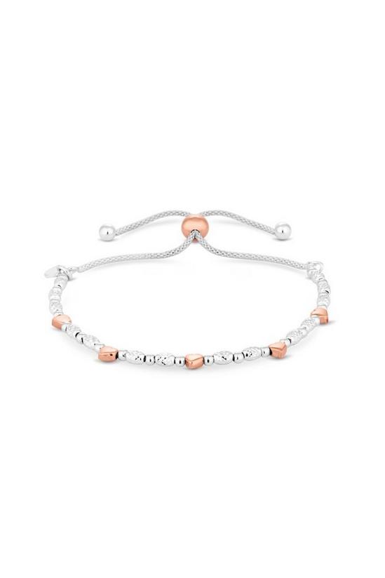 Simply Silver 14ct Rose Gold Plated Sterling Silver 925 Two-Tone Heart Toggle Bracelet 1