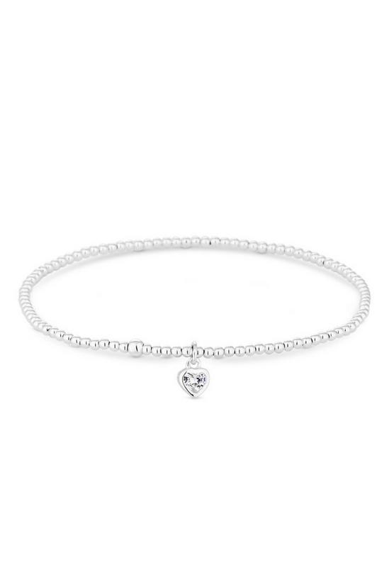 Simply Silver Sterling Silver 925 With Cubic Zirconia Heart Stretch Bracelets 1
