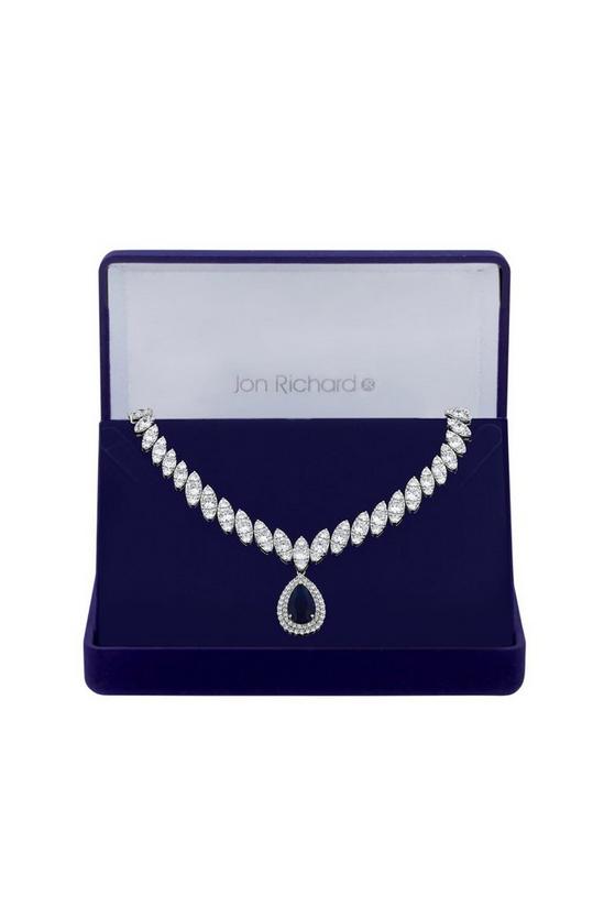 Jon Richard Gift Packaged Rhodium Plate And Blue Cubic Zirconia Statement Necklace 2