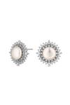 Jon Richard Silver Crystal Surround Pearl Stud Earrings thumbnail 1