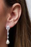 Jon Richard Silver Crystal And Pearl Drop Earrings thumbnail 2