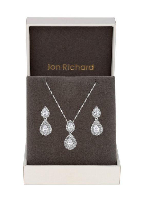Jon Richard Gift Packaged Cubic Zirconia Pear Drop Earring And Necklace Set 1