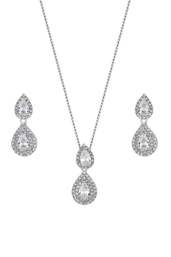 Jon Richard Gift Packaged Cubic Zirconia Pear Drop Earring And Necklace Set 2