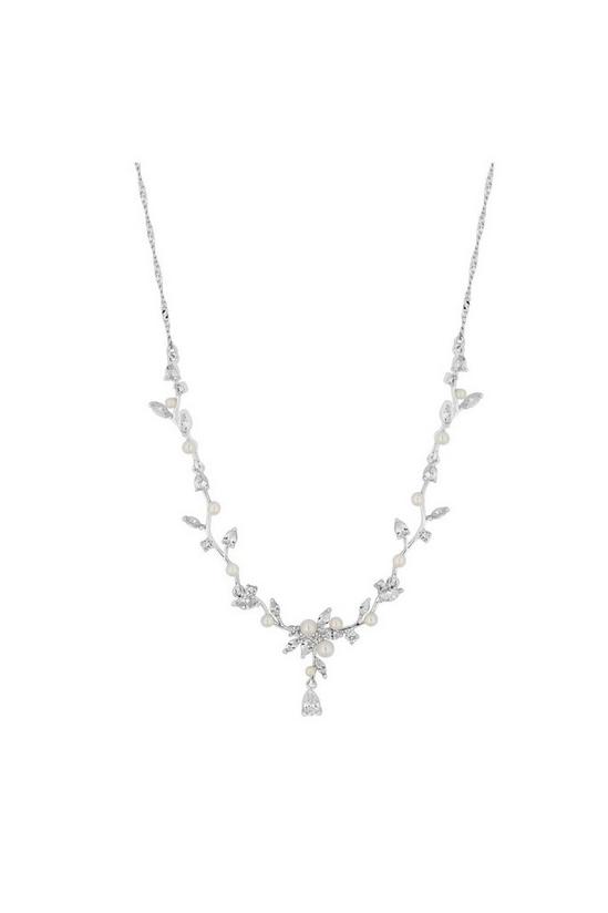Jon Richard Silver And Pearl Cubic Zirconia Bridal Necklace 1