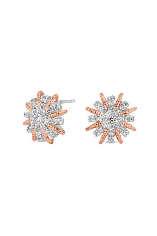 Simply Silver Sterling Silver 925 Two-Tone Starburst Stud Earrings 1
