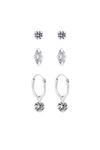 Simply Silver Sterling Silver 925 with Cubic Zirconia Charmed Hoop 3-Pack Earrings thumbnail 1