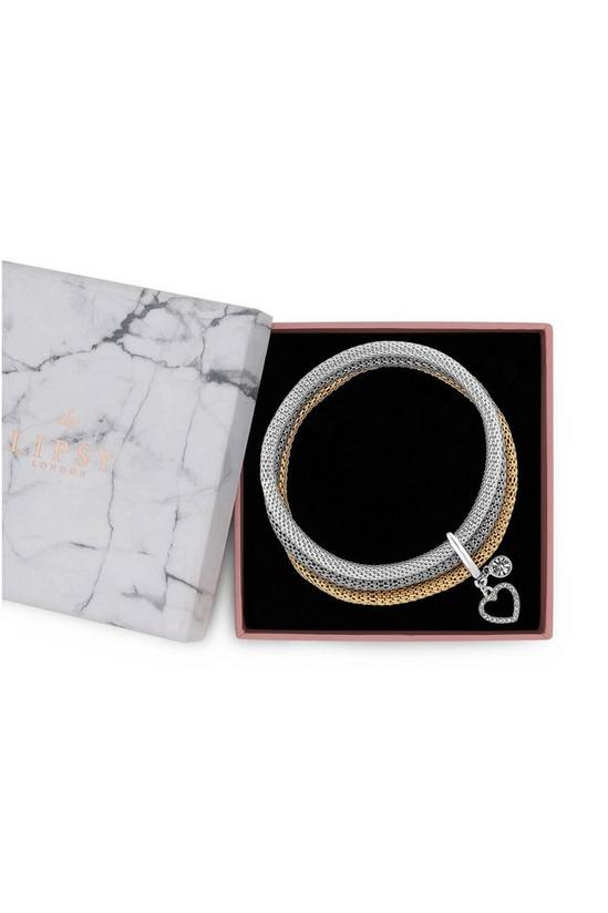 Lipsy Silver and Rose Gold Mesh Stretch Bracelet Gift Set 2
