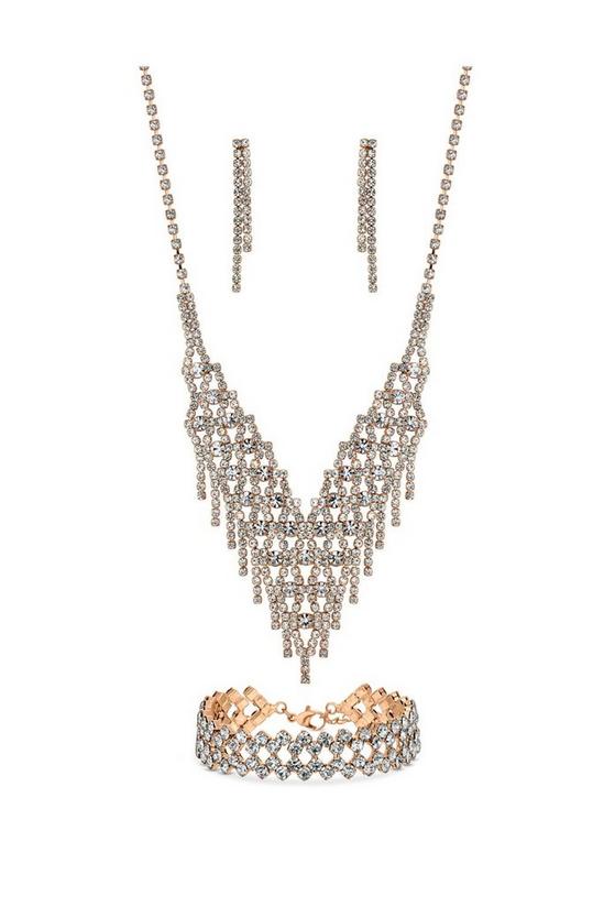 Mood Rose Gold Diamante Three Piece Jewellery Set 1