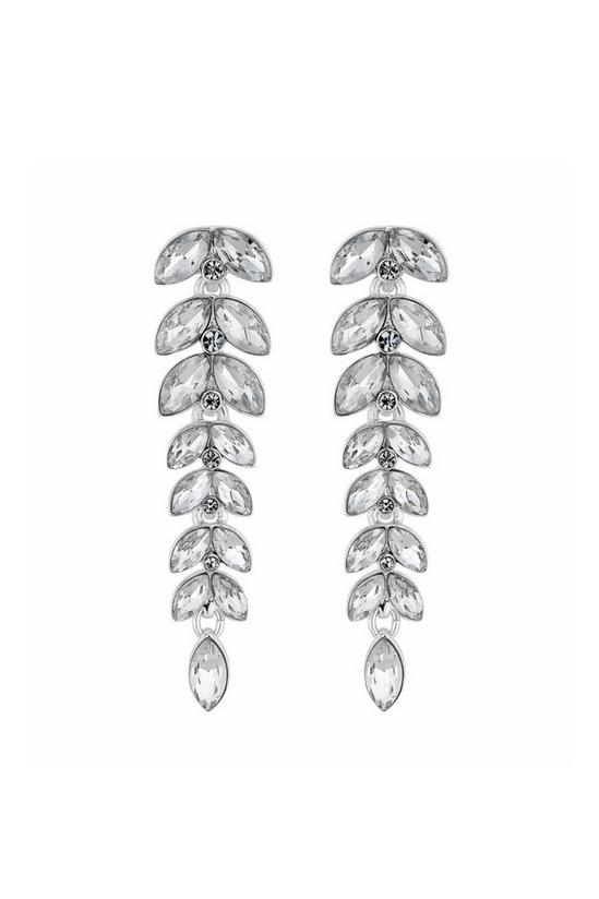 Mood Silver Crystal Leaf Drop Earrings 1
