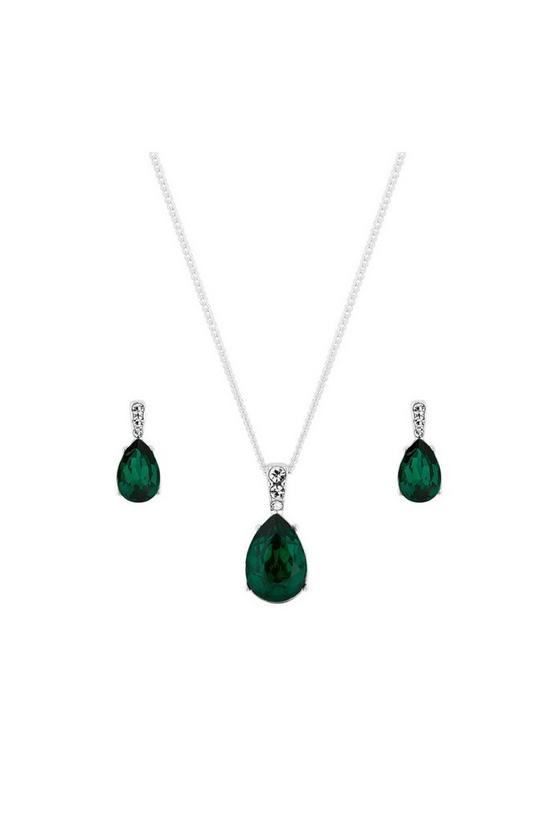 Jon Richard Gift Packed Green Pear Drop Necklace And Earring Jewellery Set 1